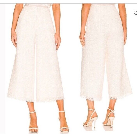 Something Navy Pants - Something Navy Tweed Frayed Wide Leg Pants Ivory Coastal Bridal Chic Casual 2